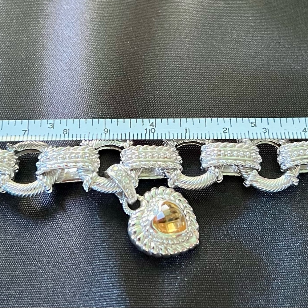 Judith Ripka Sterling silver Bracelet with Heart toggle (yellow topaz stone) - Picture 3 of 8